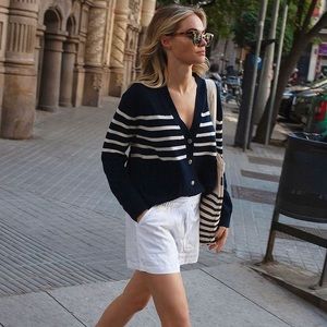 J. Crew NWT cashmere stripe cardigan